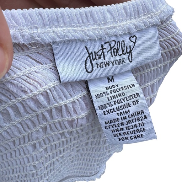 Just Polly NY White Woman's Romper Size M- Lace Accent With Adjustable Straps - Picture 4 of 5